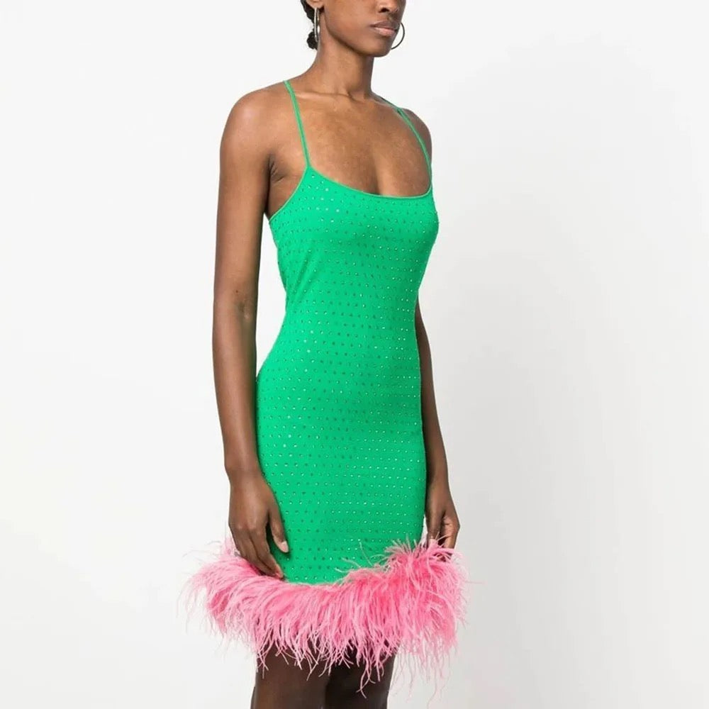 Lulu feather dress REBECATHELABEL