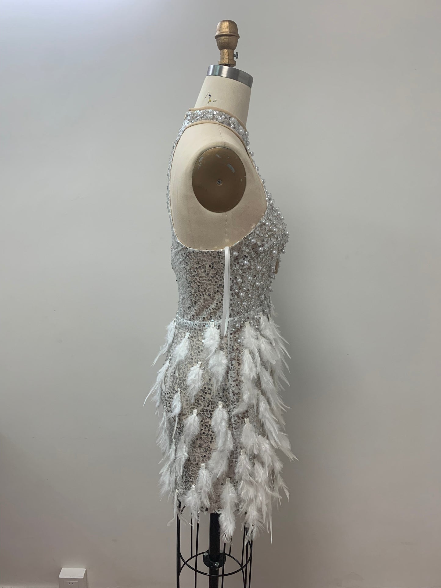 Lulu sequin pearl feather dress REBECATHELABEL