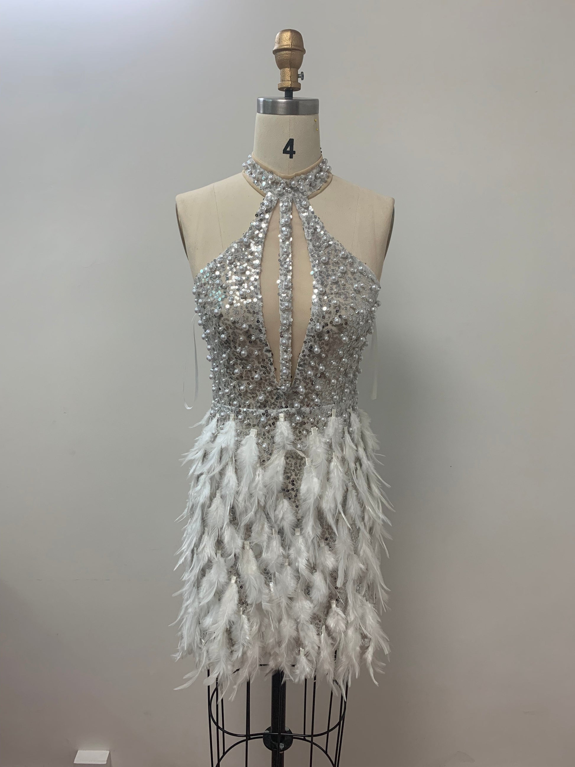 Lulu sequin pearl feather dress REBECATHELABEL