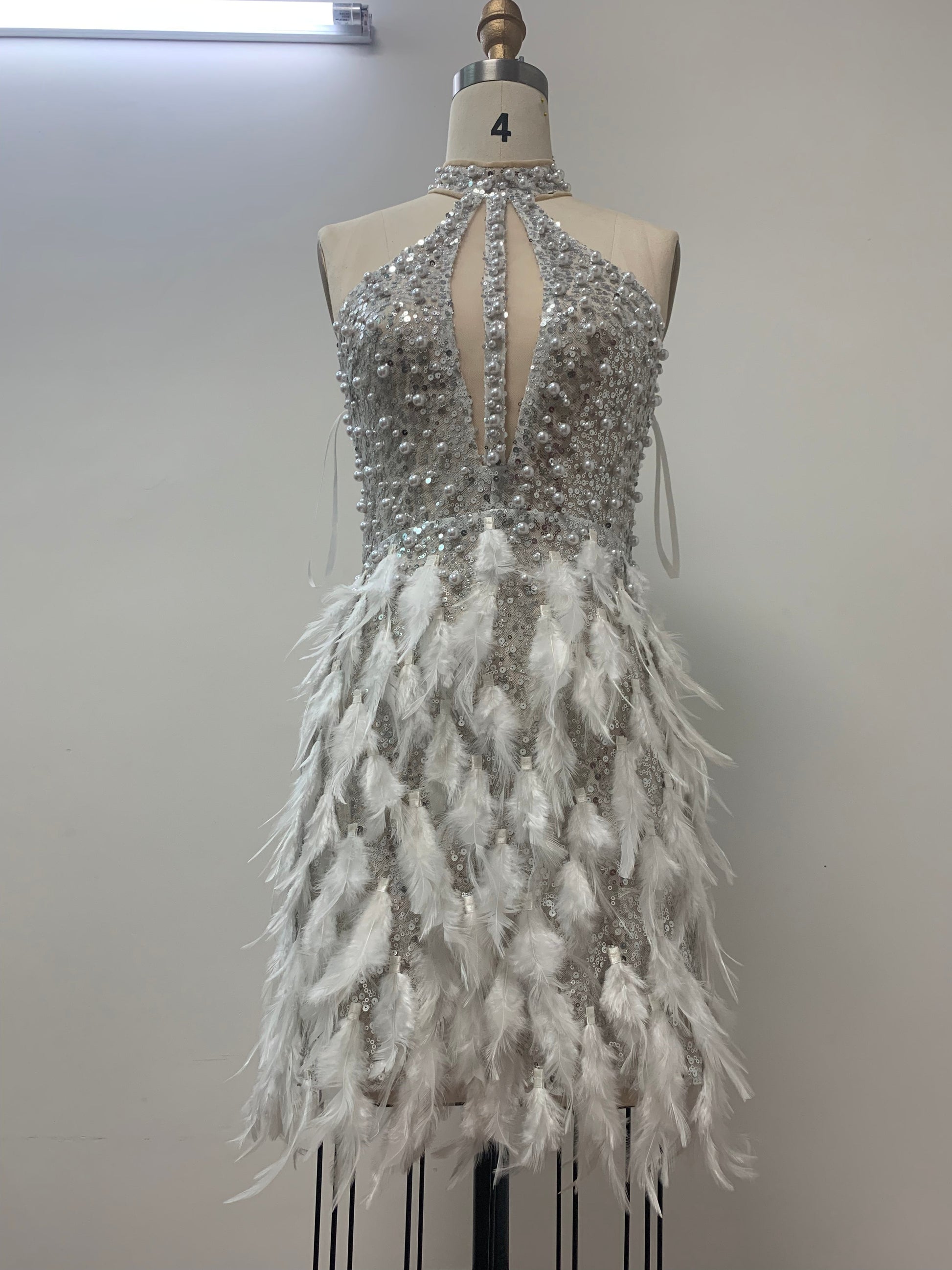 Lulu sequin pearl feather dress REBECATHELABEL