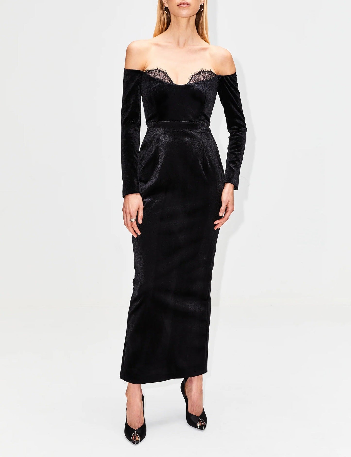 Lulu velvet midi dress REBECATHELABEL