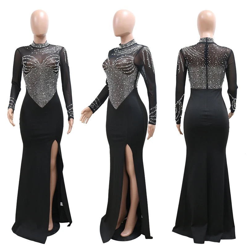 Making my way rhinestone floor length dress REBECATHELABEL