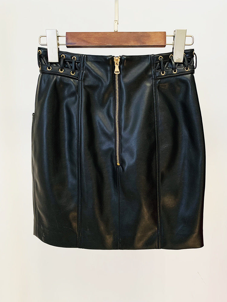 Malian Leather Cropped Jacket skirt set REBECATHELABEL