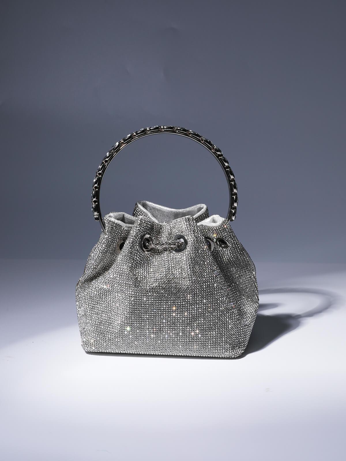 Mattea Crystal Embellished Bucket Bag REBECATHELABEL