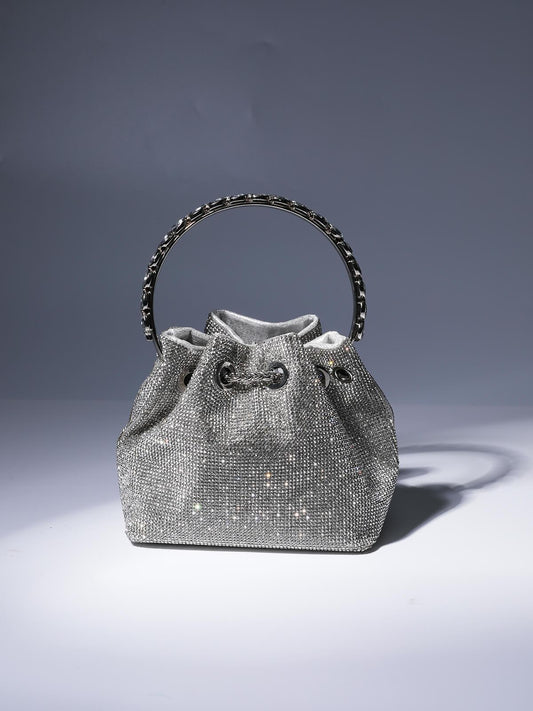 Mattea Crystal Embellished Bucket Bag REBECATHELABEL