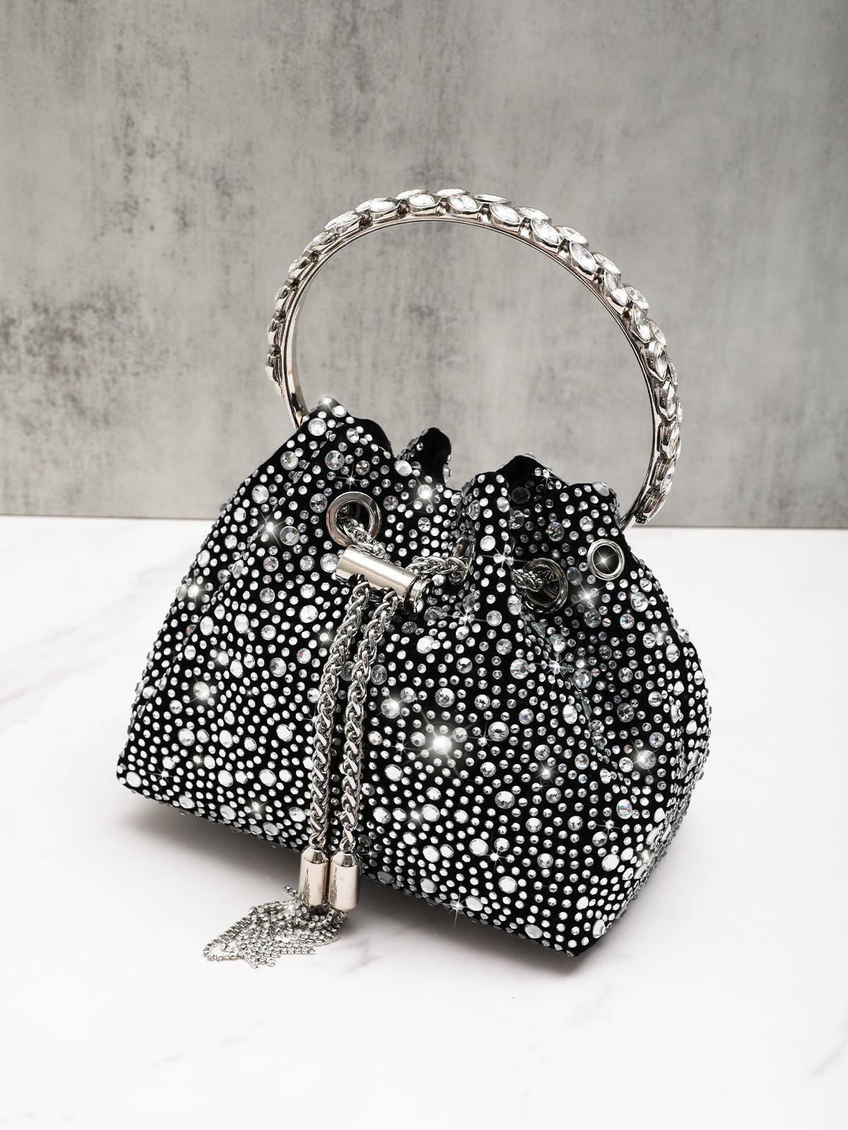 Mattea Crystal Embellished Bucket Bag REBECATHELABEL