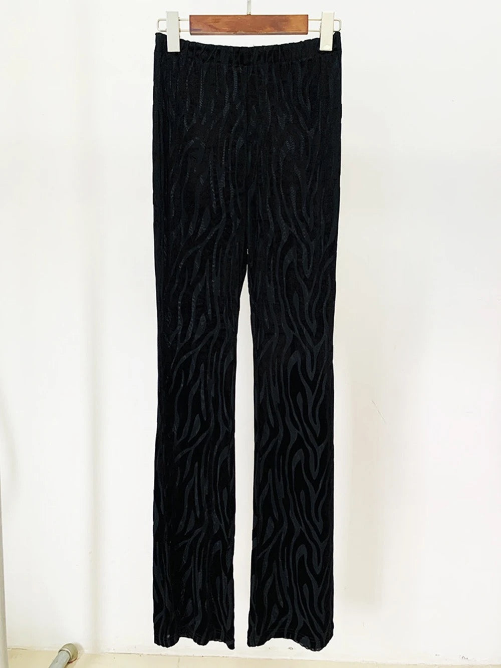 Mesh Black Stripe Pattern Pants 2-piece set REBECATHELABEL