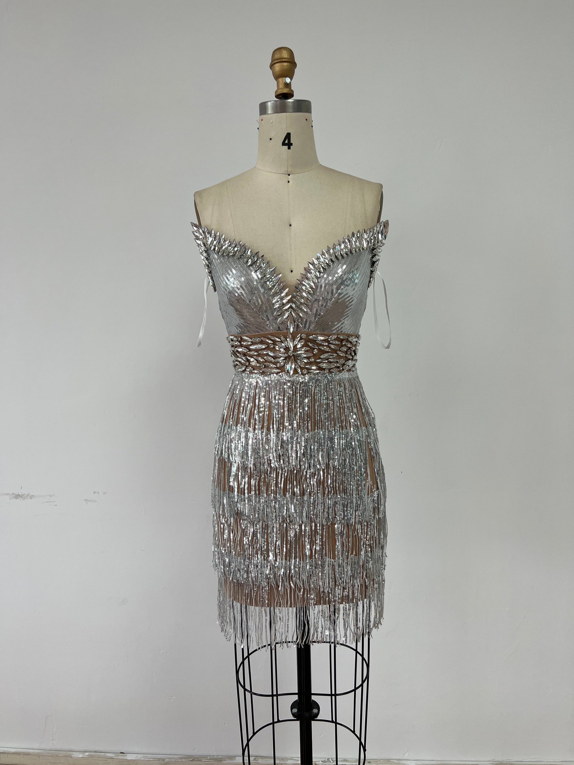 Mini Sleeveless Silver Dress REBECATHELABEL