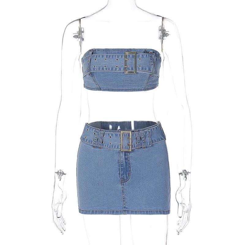 Monalisa denim skirt set REBECATHELABEL