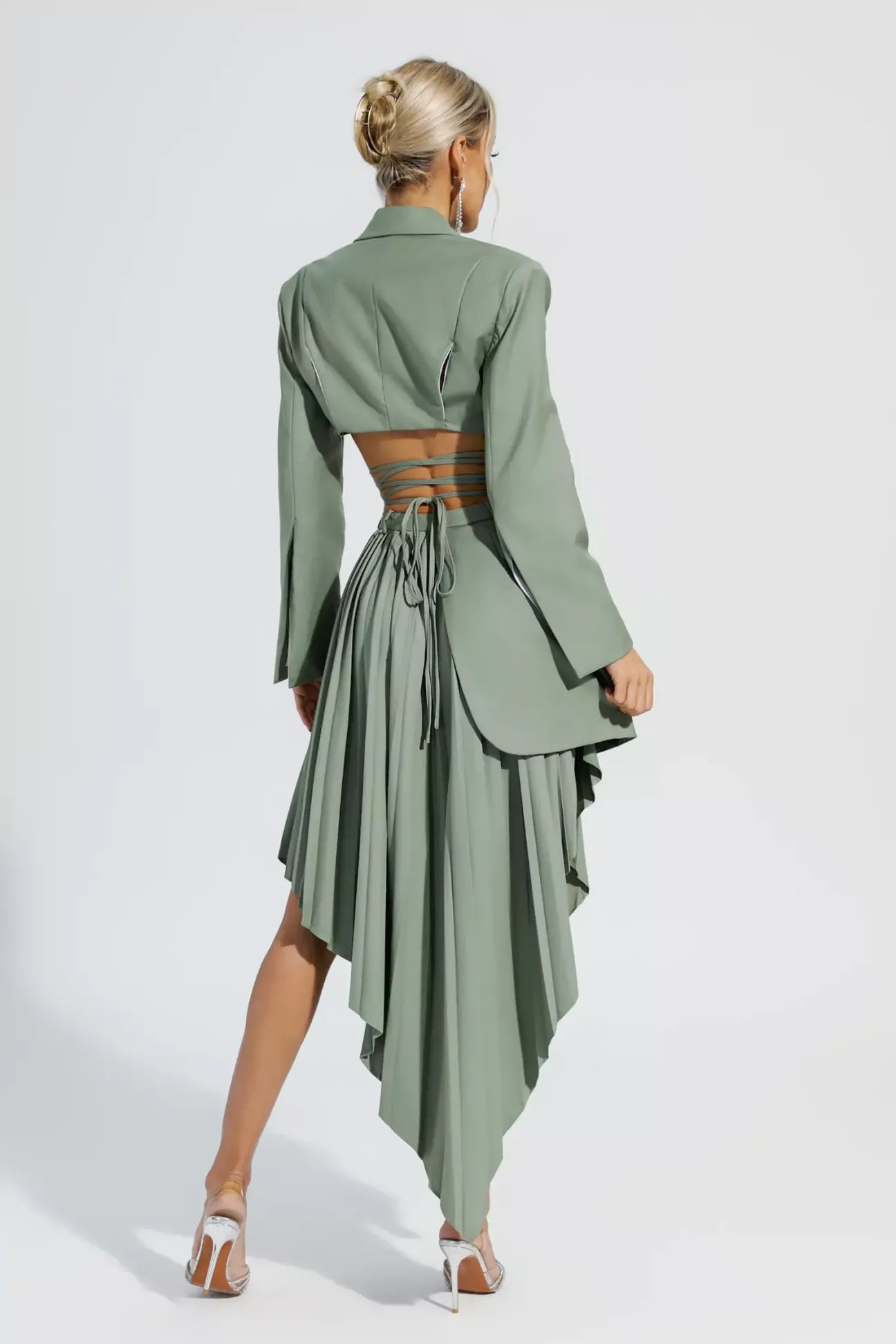 Myra Green Ruffle Blazer Set REBECATHELABEL