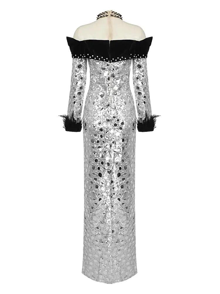 Natali Embellished Plunge Split Gown REBECATHELABEL