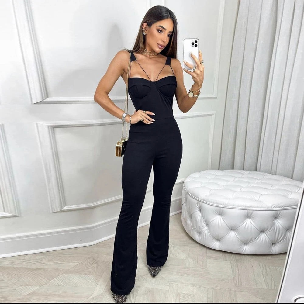 Neck Tight Bandage Jumpsuit REBECATHELABEL