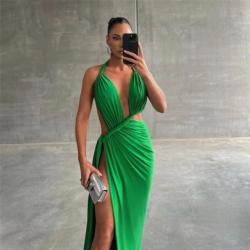 Nianda floor length high slit dress REBECATHELABEL