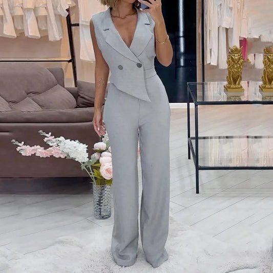 Elegant Solid Color Loose Jumpsuit