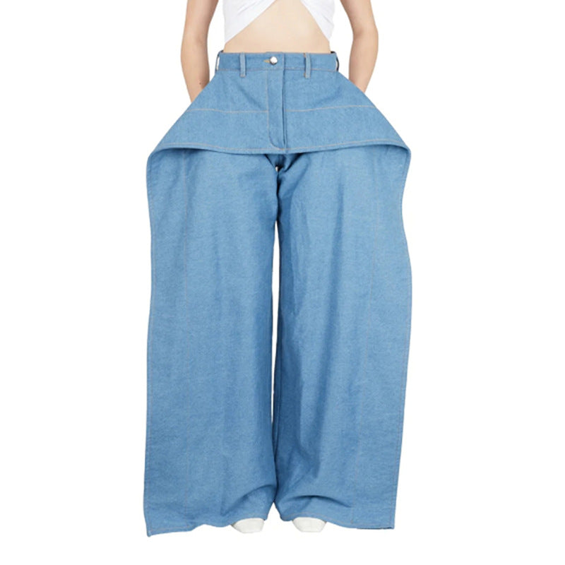 Wide Leg Pants High Waist Design Profile Straight Jeans