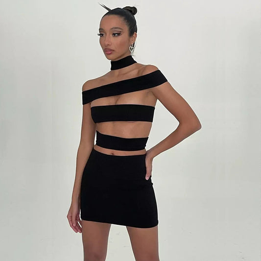 Hollow Out Cutout High Collar Hip dress