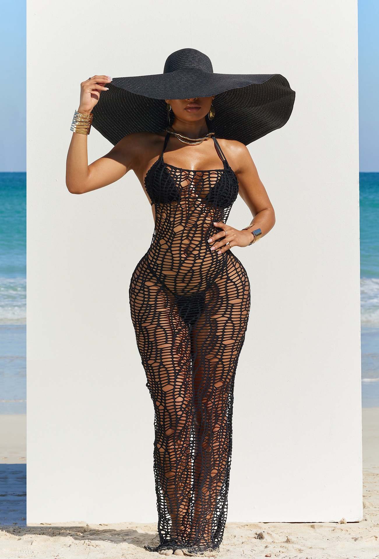 Thong Hollow Out Cutout out Nude Back Halter Three Piece Beach