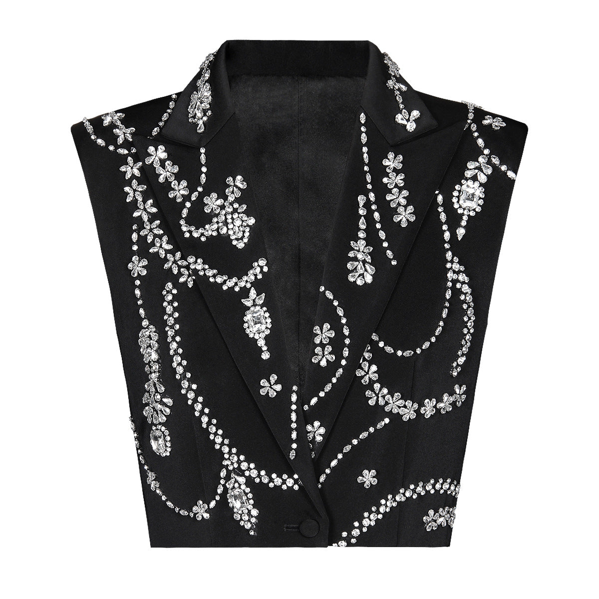 Summer Advanced Sleeveless Heavy Industry Rhinestone Women Business Vest for Women