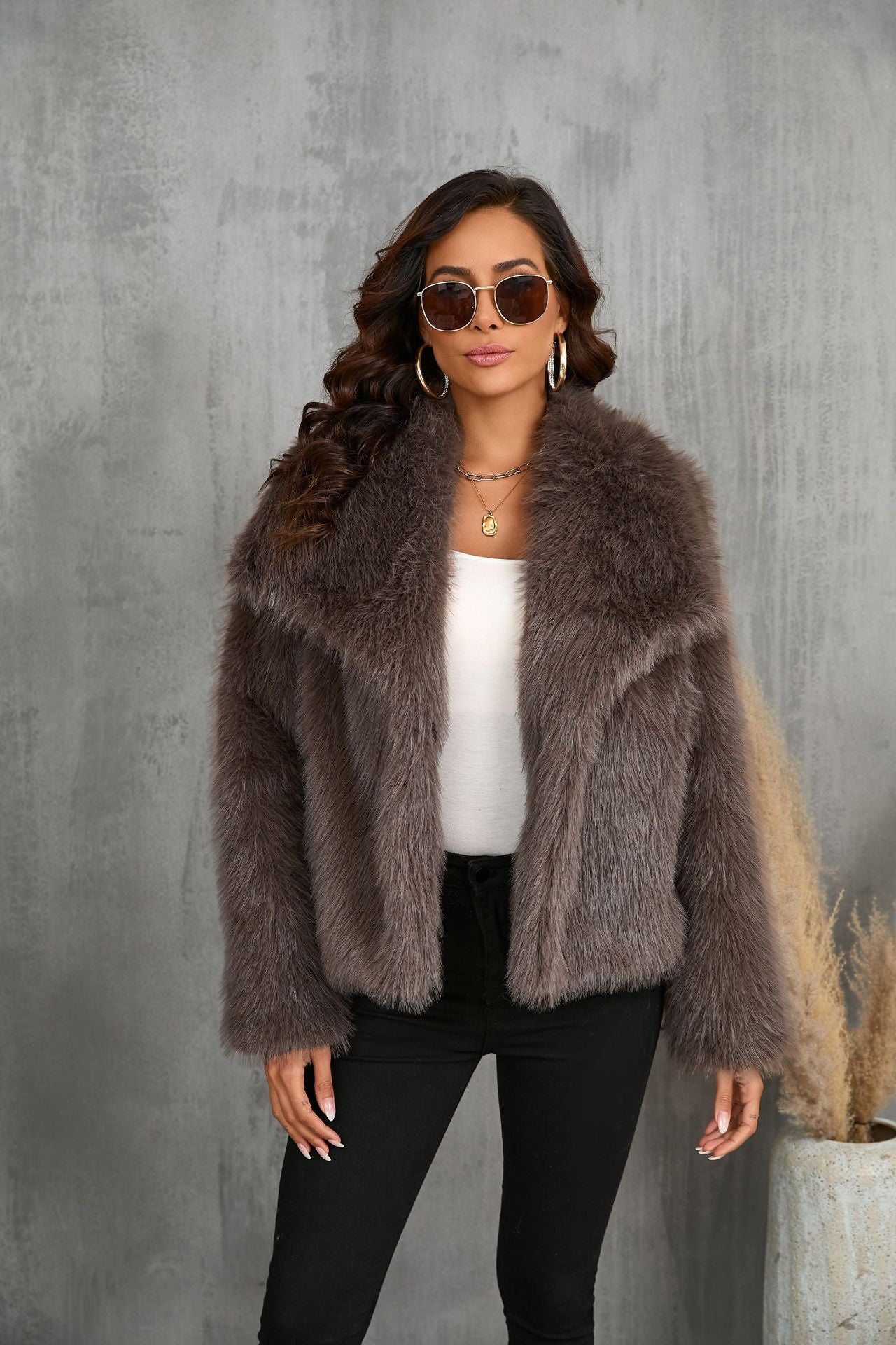 Fur Large Collared Artificial Fur Coat Short Fox Fur Fur Coat