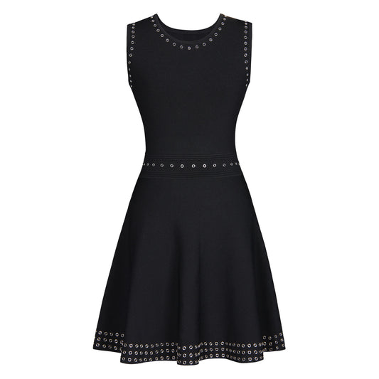 Summer QSleeveless Slim Slimming Short Knitted A Line Dress