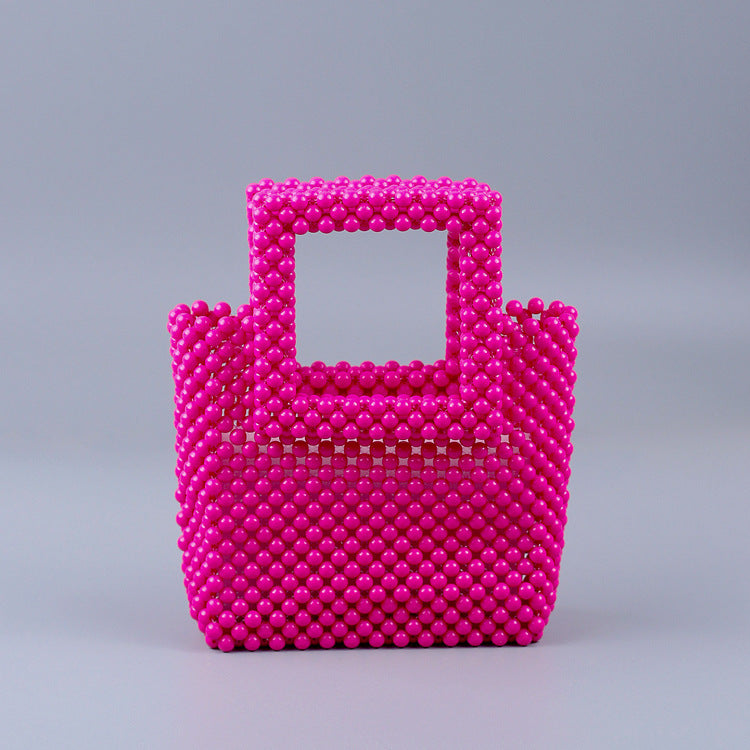 Popular Acrylic Hand Woven Color Square Clutch High Quality Lightweight Ladies Bag