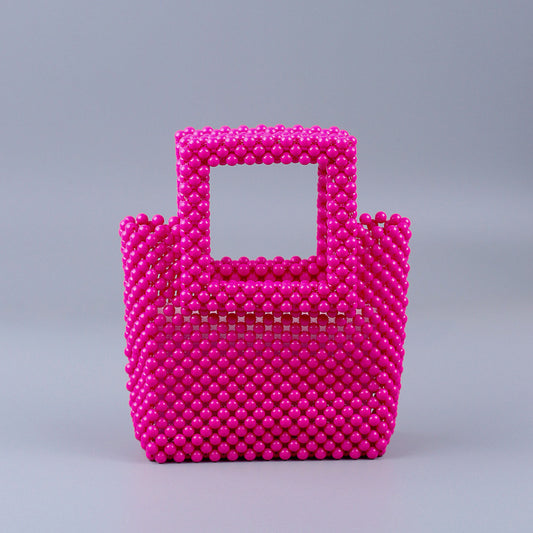 Popular Acrylic Hand Woven Color Square Clutch High Quality Lightweight Ladies Bag