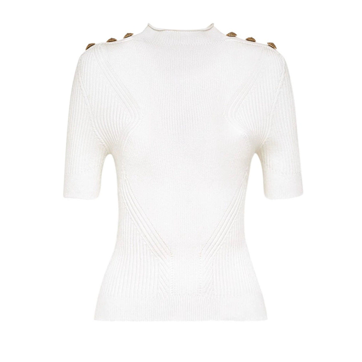 Shoulder Button Short Sleeve T shirt Top Knitwear