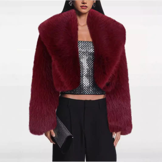 Faux Fur Short Coat Fashionable All Match Fur Coat Women Long Sleeve