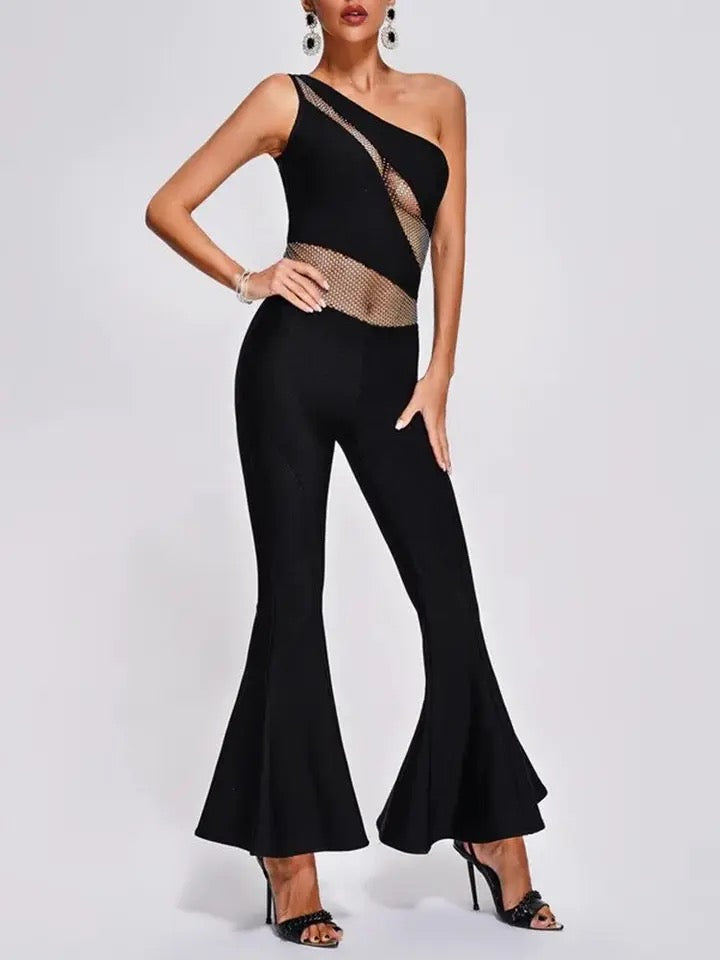 One Shoulder Sleeveless Bandage jumpsuit REBECATHELABEL