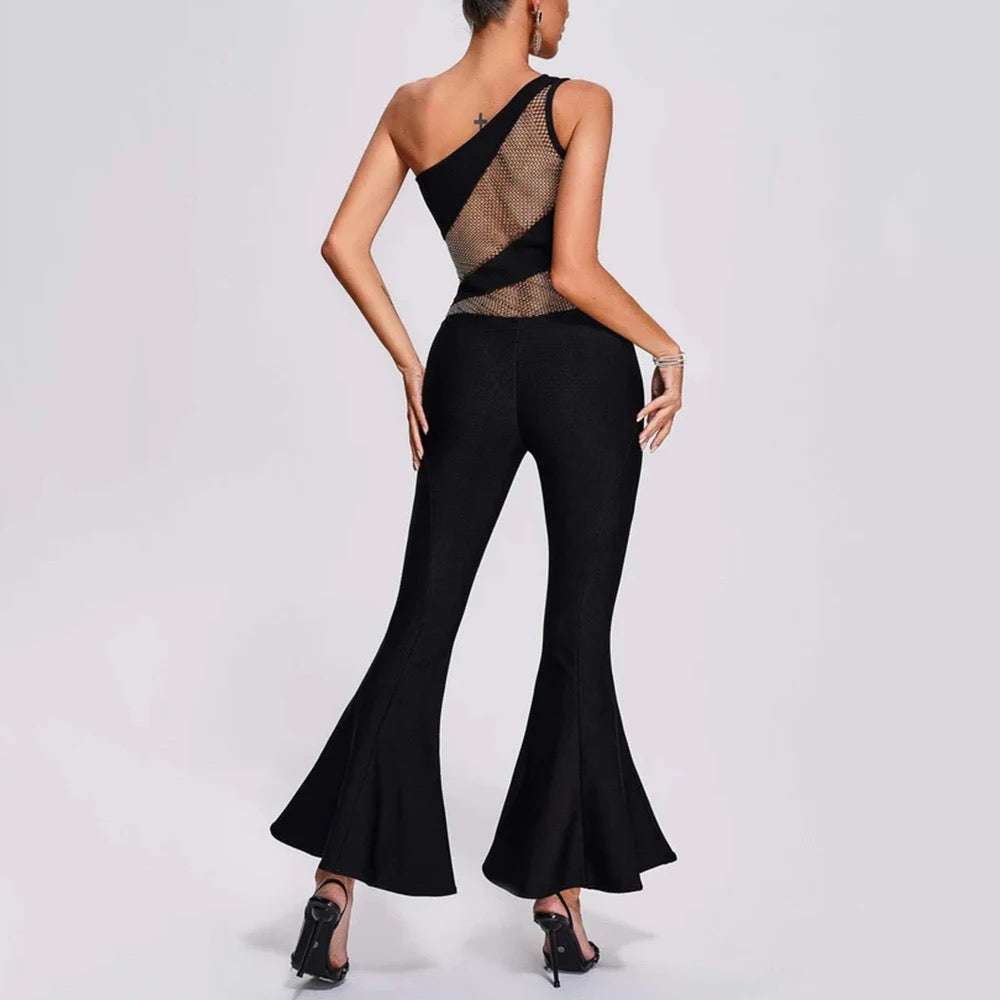 One Shoulder Sleeveless Bandage jumpsuit REBECATHELABEL