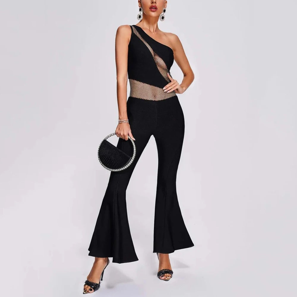 One Shoulder Sleeveless Bandage jumpsuit REBECATHELABEL