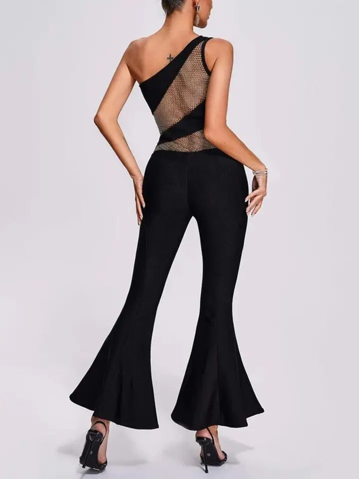 One Shoulder Sleeveless Bandage jumpsuit REBECATHELABEL