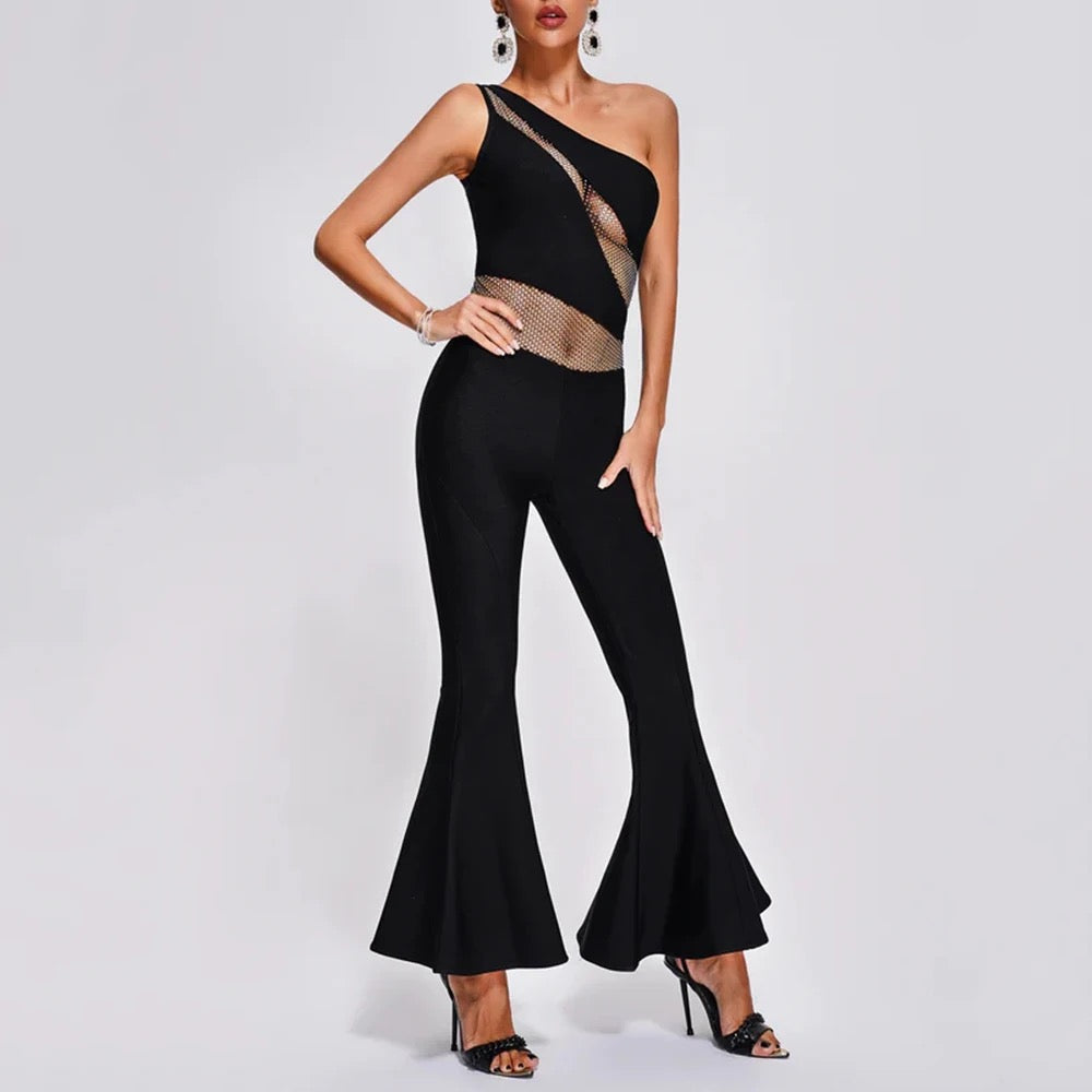 One Shoulder Sleeveless Bandage jumpsuit REBECATHELABEL