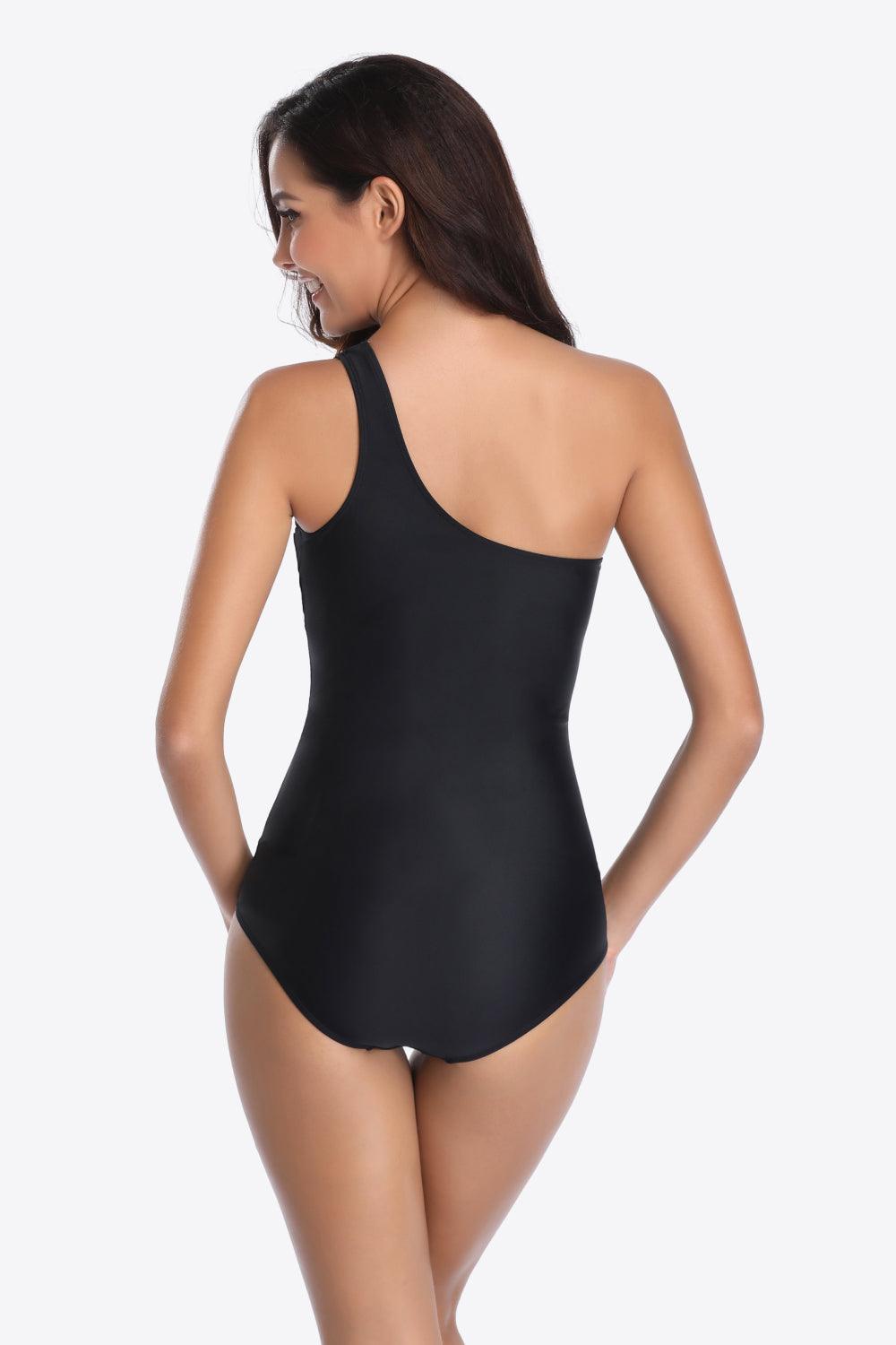 One-Shoulder Sleeveless One-Piece Swimsuit REBECATHELABEL