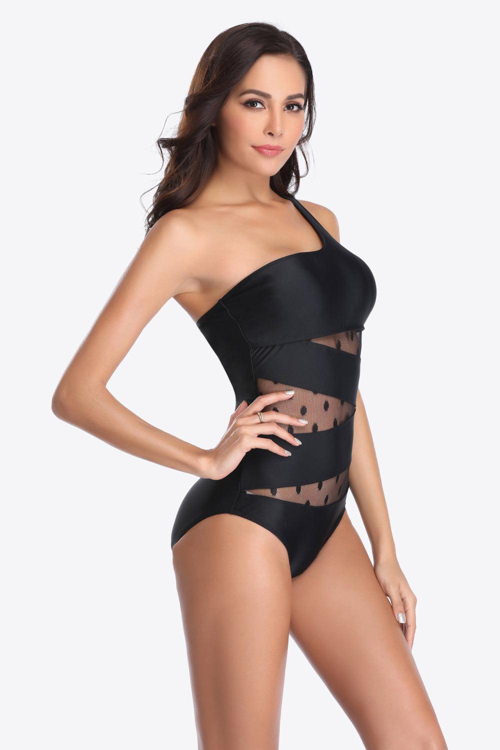 One-Shoulder Sleeveless One-Piece Swimsuit REBECATHELABEL