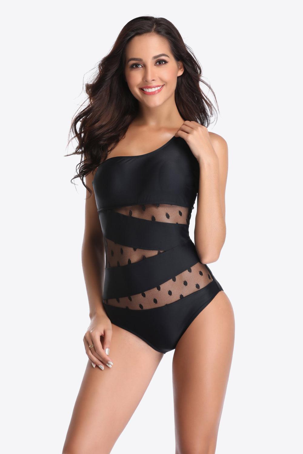 One-Shoulder Sleeveless One-Piece Swimsuit REBECATHELABEL