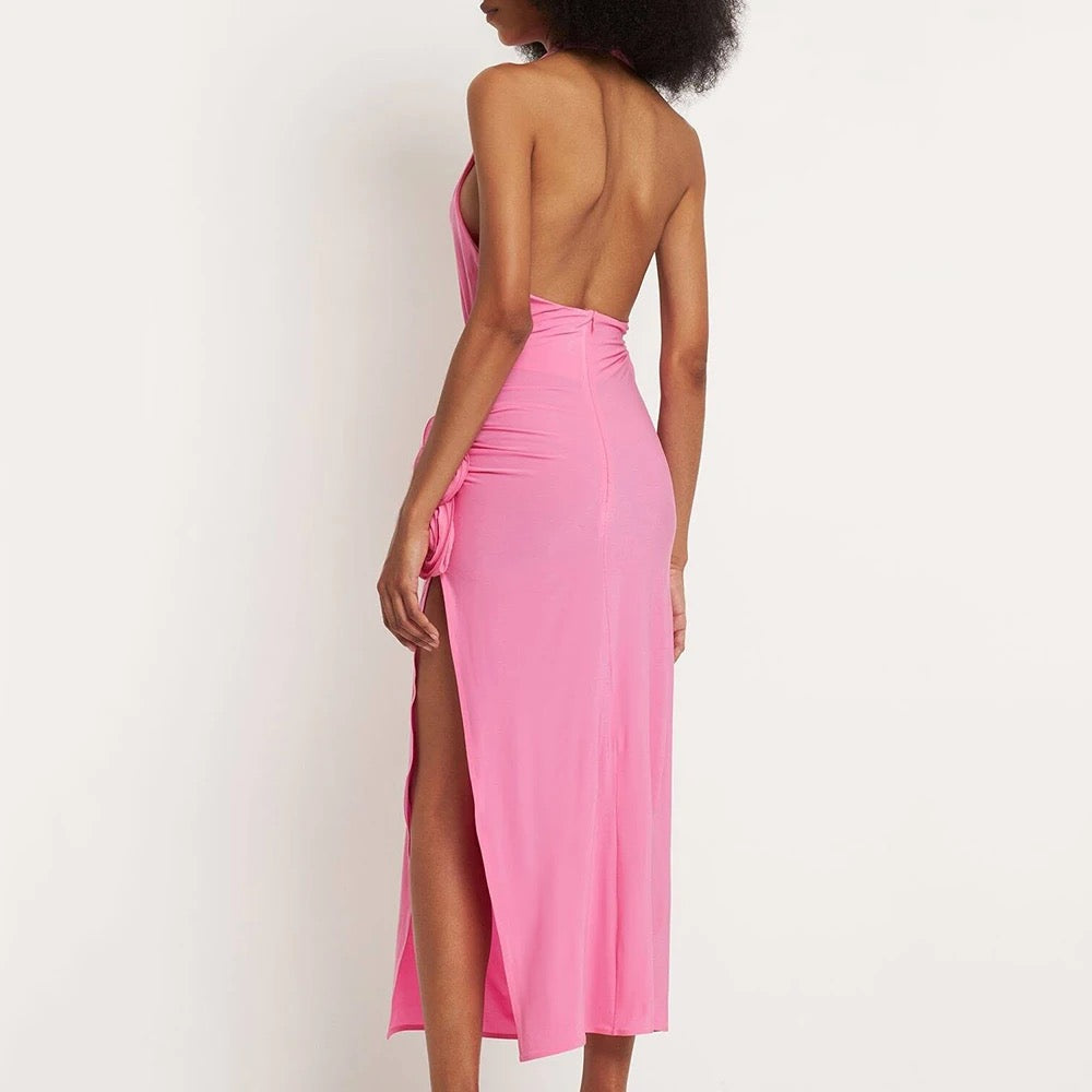 Open Back High Split Midi Dress REBECATHELABEL