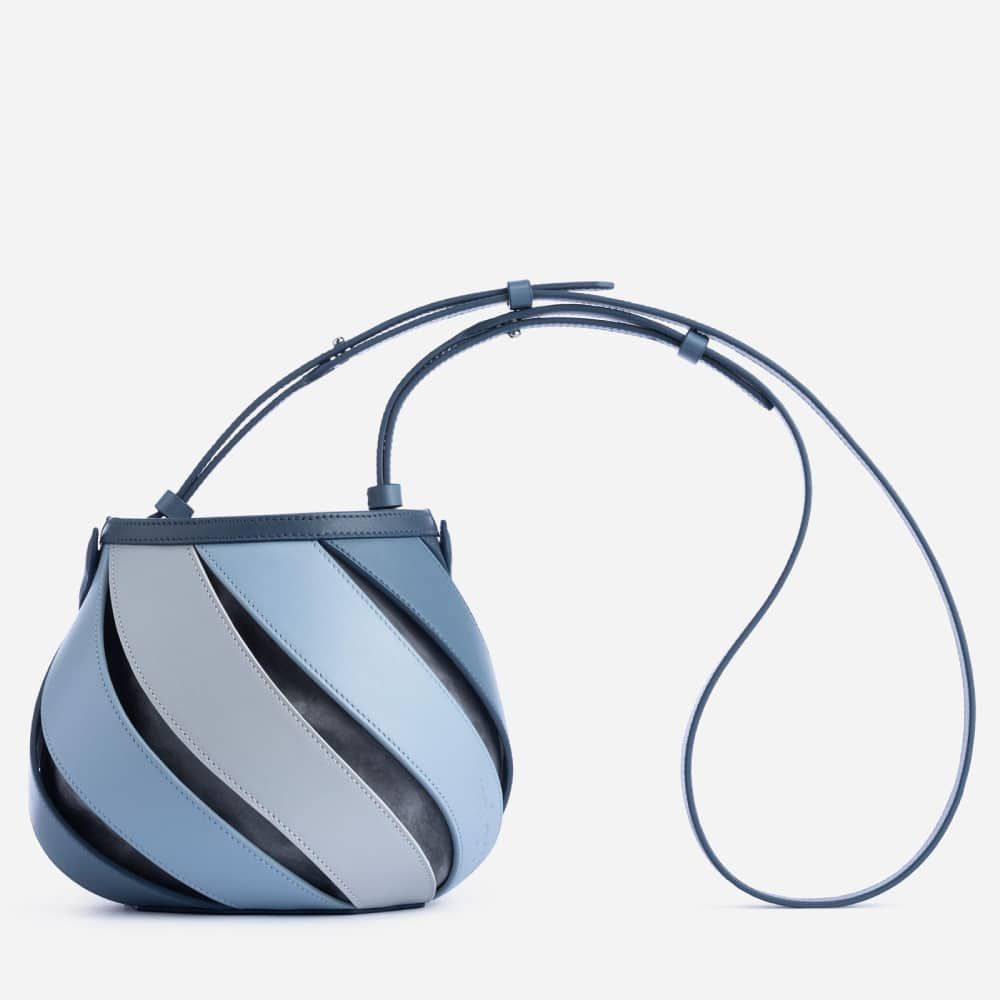 PU Rainbow Stripe Color Blocking Bucket Clutch Bag REBECATHELABEL