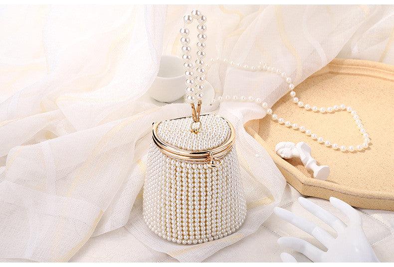 Pearl Bucket Handle Evening Bag REBECATHELABEL