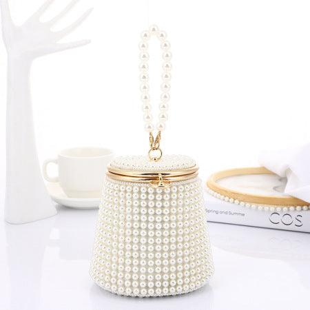 Pearl Bucket Handle Evening Bag REBECATHELABEL