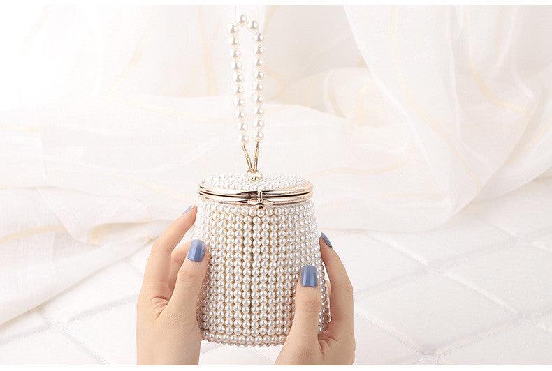 Pearl Bucket Handle Evening Bag REBECATHELABEL