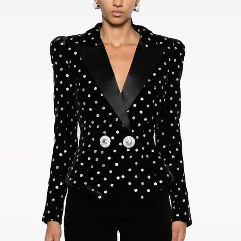 Polka Dot Velvet Blazer REBECATHELABEL