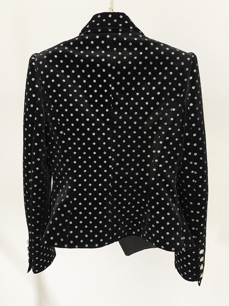 Polka Dot Velvet Blazer REBECATHELABEL