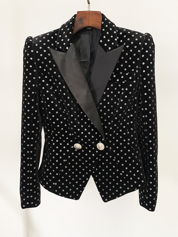 Polka Dot Velvet Blazer REBECATHELABEL