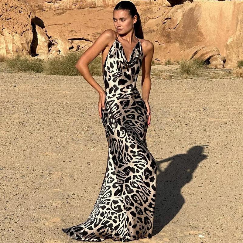 Printed Sexy Backless Halter Series Dress REBECATHELABEL