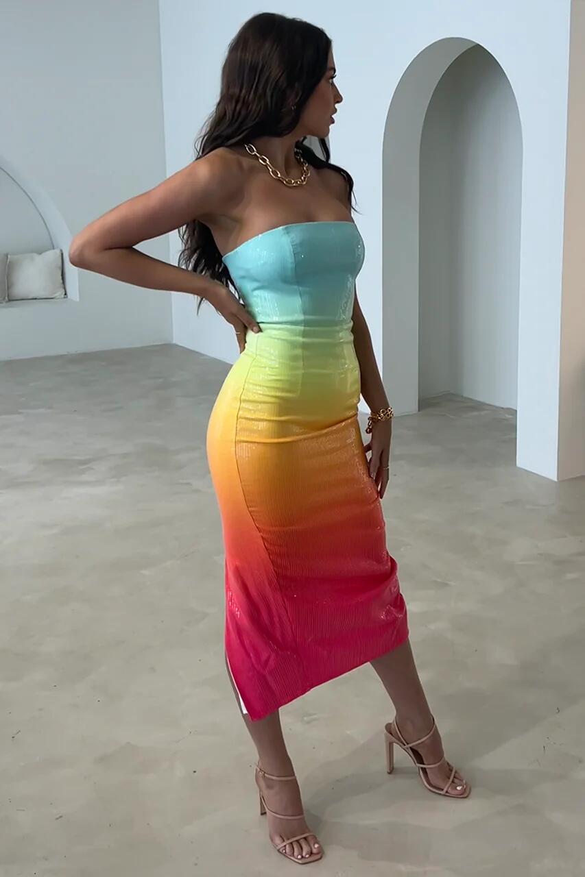 Rainbow midi dress REBECATHELABEL