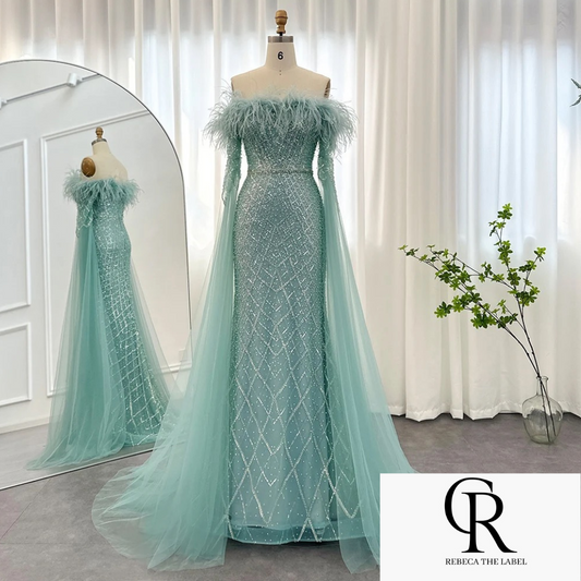 Ready to settle feather gown REBECATHELABEL