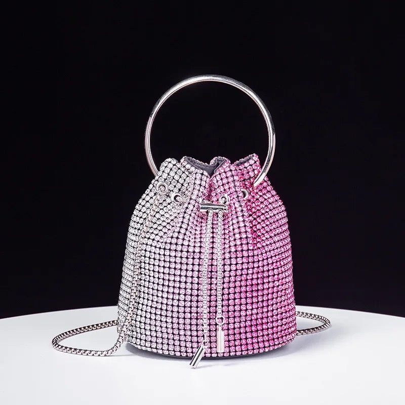 Rhinestone Bucket Bag In Blue REBECATHELABEL