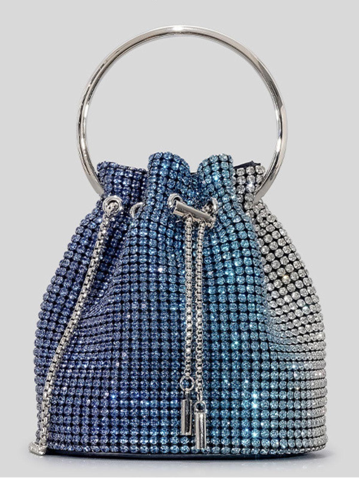 Rhinestone Bucket Bag In Blue REBECATHELABEL