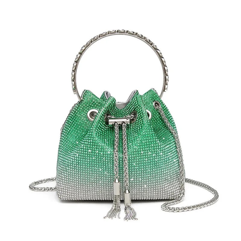 Rhinestone Polyester Bucket Bag REBECATHELABEL